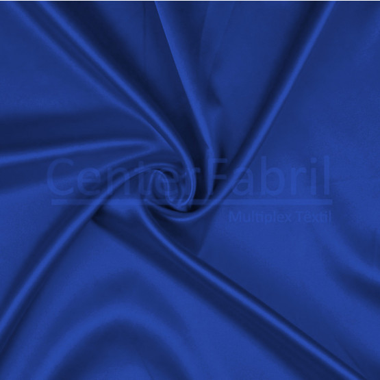 Tecido Cetim Charmeuse c/elastano Liso Azul Bic  Larg147cm 97%Poliester.3%Elastano. Conserv1-J/2-2/3-3/4-5/5-3/6-1