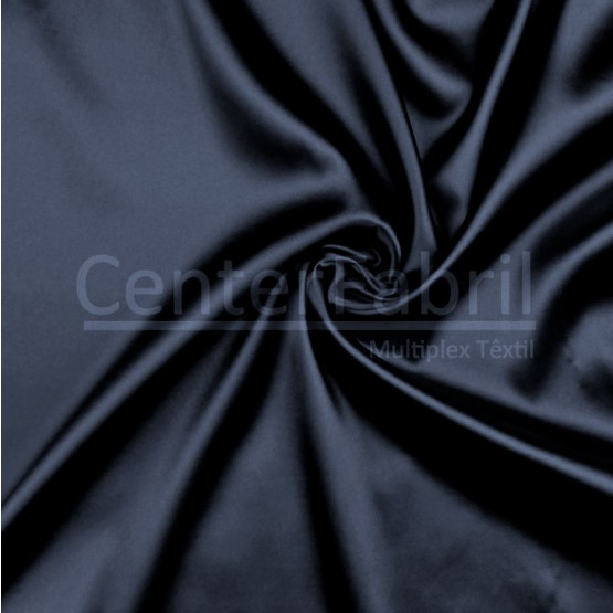 TECIDO CETIM CHARMEUSE C/ELAST LISO Azul Marinho L147cm 97%POLIESTER.3%ELASTANO