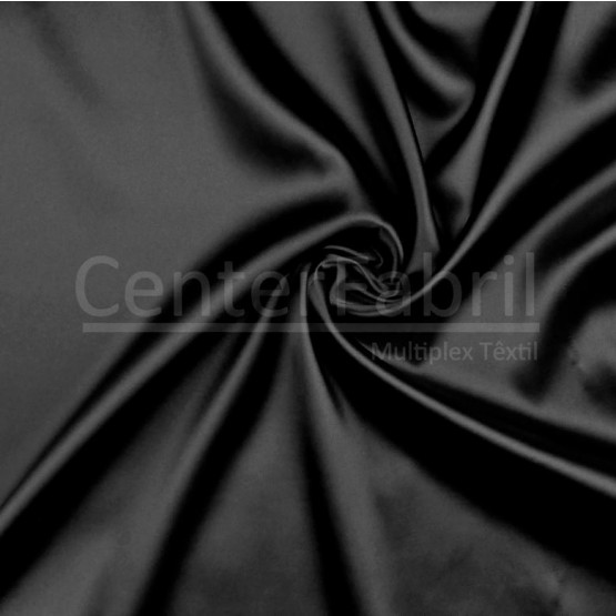 TECIDO CETIM CHARMEUSE C/ELAST LISO Preto L147cm 97%POLIESTER.3%ELASTANO