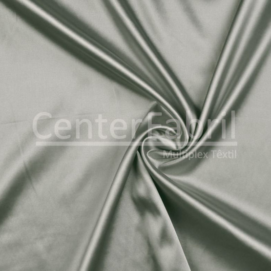 Tecido Cetim Charmeuse c/elastano Liso Cinza Larg147cm 97%Poliester.3%Elastano. Conserv1-J/2-2/3-3/4-5/5-3/6-1