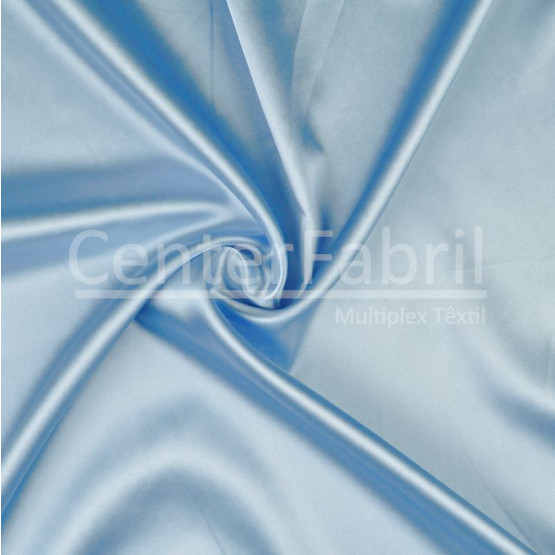 Tecido Cetim Charmeuse c/elastano Liso Azul Claro Larg147cm 97%Poliester.3%Elastano. Conserv1-J/2-2/3-3/4-5/5-3/6-1