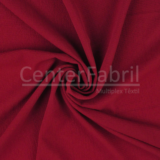 Tecido Crepe Bubble Liso Vermelho Ferrari Larg 145cm 96%Poliester 4%Elastano 122gr/m2. Conserv 1-M/2-2/3-2/5-3/6-2/6-3