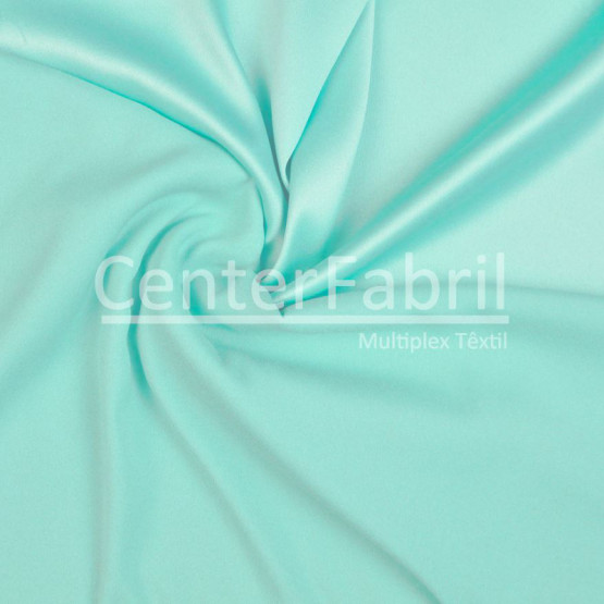 Tecido Crepe Romain Acetinado Verde Agua Larg 147cm 100%Poliester 210gr/m2.Conserv1-N/2-2/3-2/5-3/6-1