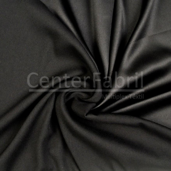 Tecido Crepe Romain Acetinado Preto Larg 147cm 100%Poliester 210gr/m2.Conserv1-N/2-2/3-2/5-3/6-1