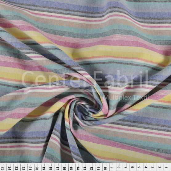 Tecido Reciclado Listrado Color Largura 140cm 86%Algodão 14%Poliester. Conserv 1-H/2-2/3-3/4-4/5-2/6-1