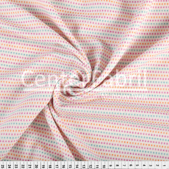 Tecido Reciclado Jacquard Small Laranja Pink e Verde Largura 140cm 93%Algodão/7%Poliester. Conserv 1-H/2-2/3-3/4-4/5-2/6-1