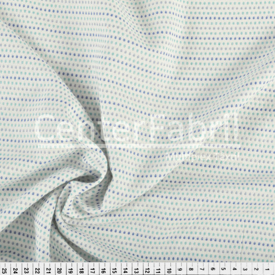 Tecido Reciclado Jacquard Small Azul Cinza e Verde Largura 140cm 93%Algodão/7%Poliester. Conserv 1-H/2-2/3-3/4-4/5-2/6-1