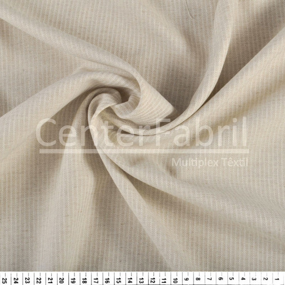 Tecido Reciclado Maquinet Listrado Bege/Cru Largura 140cm 98%Algodão 2%Poliester. Conserv 1-H/2-2/3-3/4-4/5-2/6-1