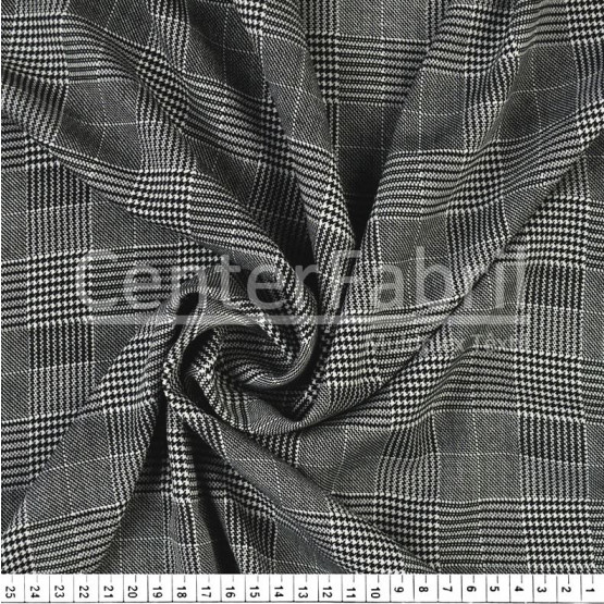 Tecido Crepe Haya Estampado Príncipe de Gales Largura 140cm 100%Poliester
