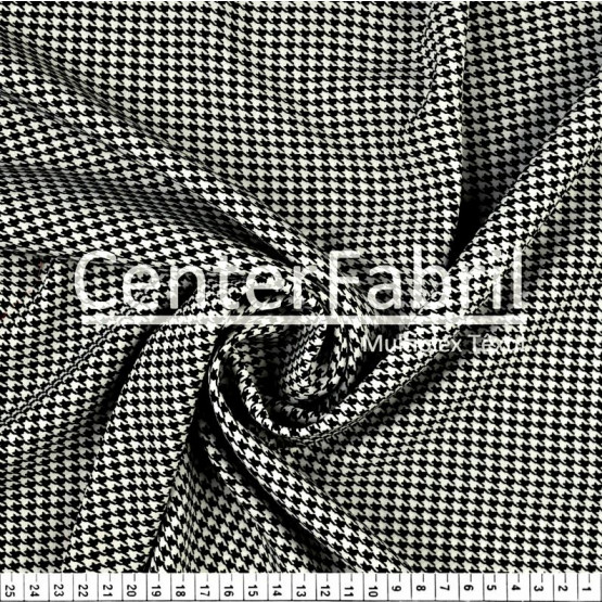 Tecido Crepe Haya Estampado Pied PouleLargura 140cm 100%Poliester