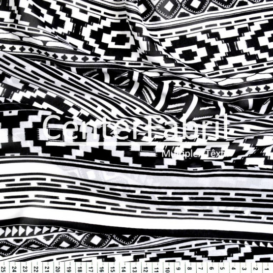 Tecido Mousseline Chiffon Estampado Branco e Preto Larg 147cm 100%Poliester.Conserv1-N/2-2/3-2/4-5/5-3/6-1