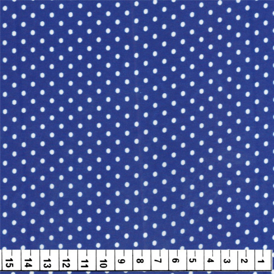 Tecido Cetim Estampa Bolinhas Brancas e Fundo Azul 100% Poliester