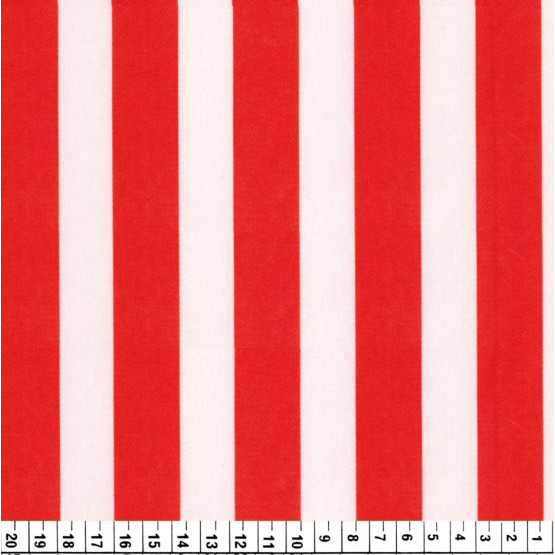 Tecido Cetim estampado Listrado Branco e Vermelho Larg. 1,47mt 100% Poliester