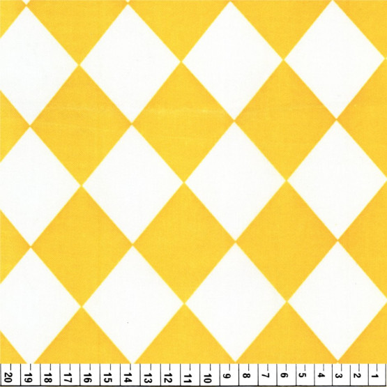 Tecido Cetim estampado Pierrô Losango Amarelo Larg. 1,47mt 100% Poliester
