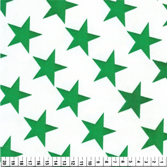 Tecido Cetim estampado Estrelas Verdes Larg. 1,47mt 100% Poliester
