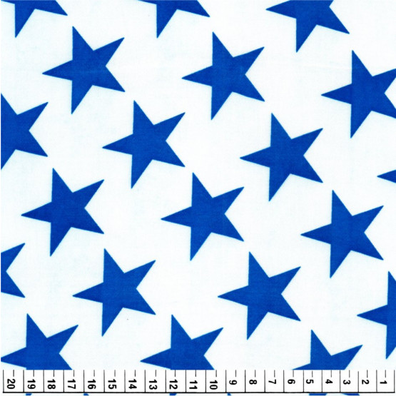 Tecido Cetim estampado Estrelas Azuis Larg. 1,47mt 100% Poliester