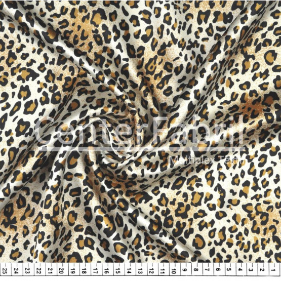Tecido Cetim estampado Pele Onça Larg.1,47mt 100% Poliester 78gr/m2