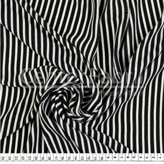 Tecido Crepe Bubble Milayde Estampa Listrada Preto/Off White Larg 145cm 97%Poliester.3%Elastano. Conserv1-H/2-2/3-3/5-3/6-1 