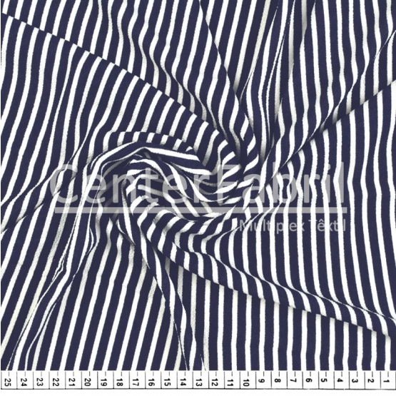 Tecido Crepe Bubble Milayde Estampa Listrada Marinho/Branco Larg 145cm 97%Poliester.3%Elastano. Conserv1-H/2-2/3-3/5-3/6-1 