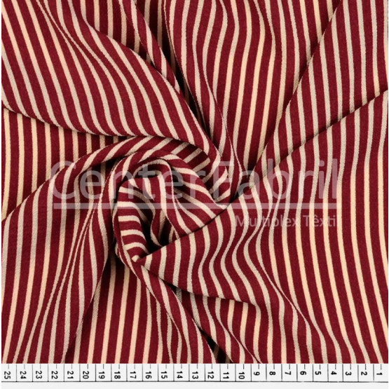 Tecido Crepe Bubble Milayde Estampa Listrada Vinho/Bege Larg 145cm 97%Poliester.3%Elastano. Conserv1-H/2-2/3-3/5-3/6-1 