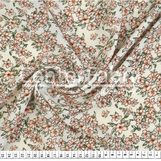 Tecido Crepe Bubble Milayde Estampado Flor Rosa Fdo Cru Larg 145cm 97%Poliester.3%Elastano. Conserv1-H/2-2/3-3/5-3/6-1 