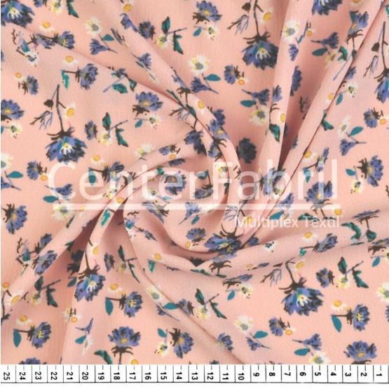 Tecido Crepe Bubble Milayde Estampado Floral Fdo Rosa Larg 145cm 97%Poliester.3%Elastano . Conserv1-H/2-2/3-3/5-3/6-1 