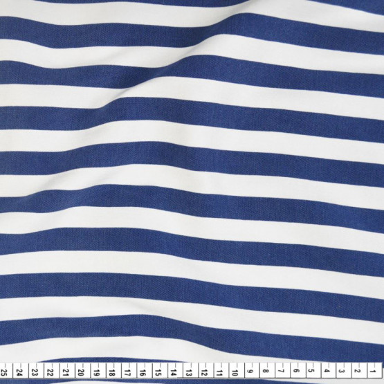 Tecido Bengaline Estampa Listrado Azul e Branco Larg 145cm 75%Viscose 20%Poliamida 5%Elastano - no urdume