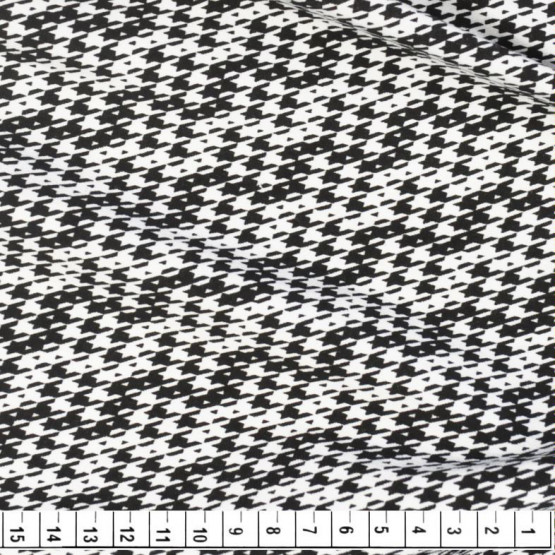 Tecido Bengaline Estampa Pied Poule Branco e Preto Larg 145cm 75%Viscose 20%Poliamida 5%Elastano - no urdume