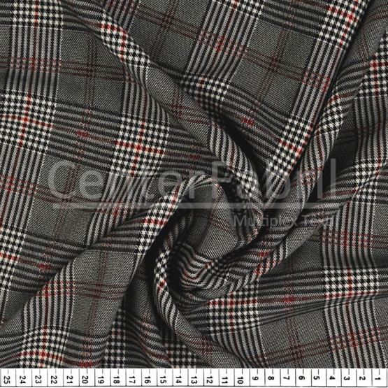 Tecido Gabardine Prada Xadrez Principe de Galles  Larg 1,47mt 90%Poliester 10%Elastano Conserv1-N/2-2/3-3/5-3f/6-1