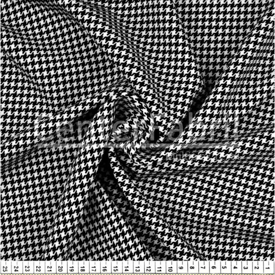 Tecido Gabardine Prada Estampa Pied Poule Larg 1,47mt 90%Poliester 10%Elastano Conserv1-N/2-2/3-3/5-3f/6-1