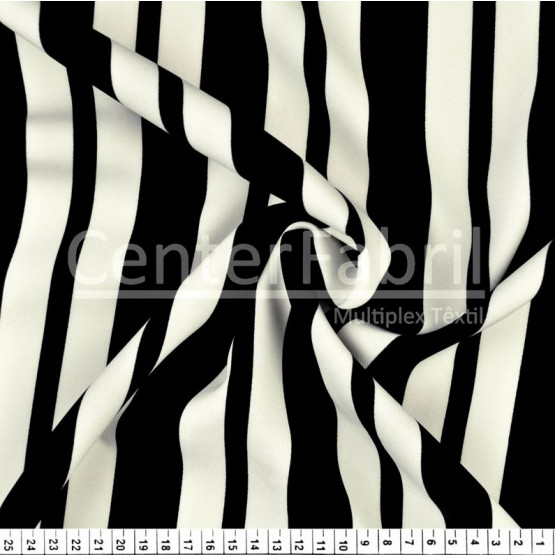 Tecido Alfaiataria Leve New Look Estampa Listrado Off White e Preto c/Elastano Larg 147cm 90%Poliester 10%Elastano 201gr/m2