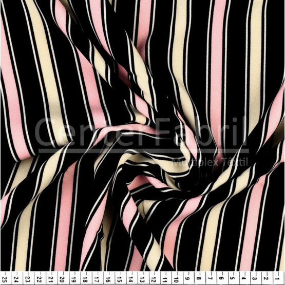 Tecido Alfaiataria Leve New Look Estampa Listrado Bge,Rosa e Preto c/Elastano Larg 147cm 90%Poliester 10%Elastano 201gr/m2