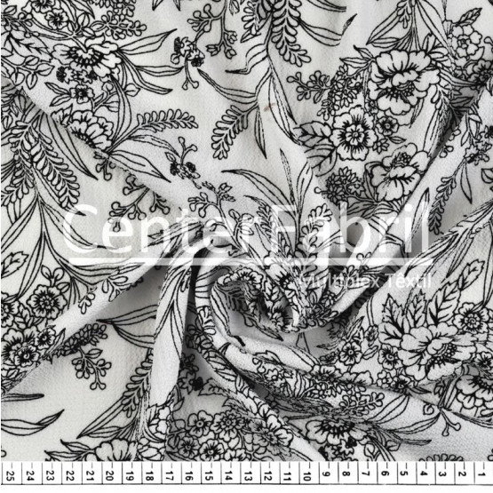 Tecido Crepe Bubble Estampa Floral Largura 147cm 97%Poliester.3%Elastano 120gr/m2