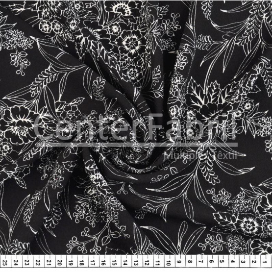 Tecido Crepe Bubble Estampa Floral Largura 147cm 97%Poliester.3%Elastano 120gr/m2
