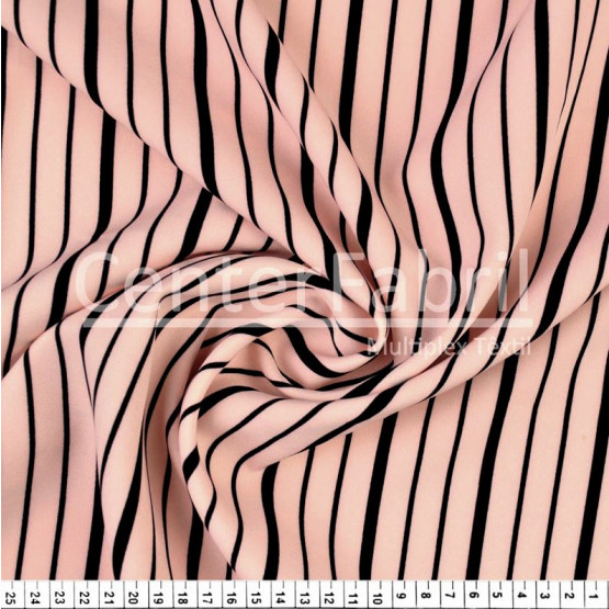 Tecido Alfaiataria Leve New Look Estampa Listrado Rosa Salmão e Preto c/Elastano Larg 147cm 90%Poliester 10%Elastano 201gr/m2