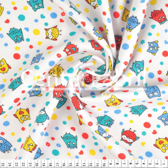 Tecido Flanela Estampa Infantil Sarja Plus Juju Branco Larg. 80cm 100%Algodão des90134 184gr/m2