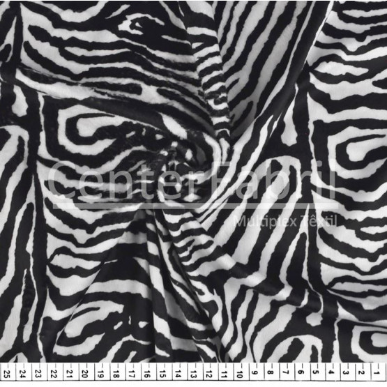 Tecido Pelucia Velboa Estampa de Pele - Zebra Branco Larg 150cm 100% Poliester -Preço por metro.promo de $19,80 por