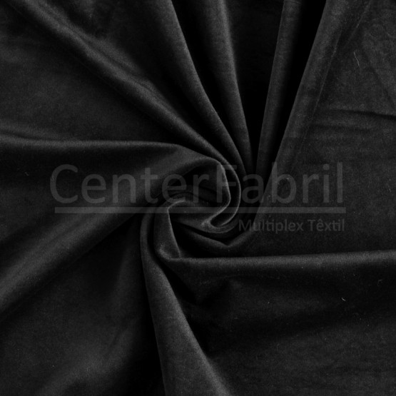 Tecido Veludo Deluxe Preto Larg 140cm 100%Poliester 280gr/m2. Conserv 1-H/2-2/3-3/5-4/6-2/4-3 
