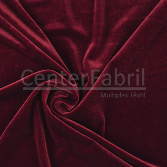 Tecido Veludo de Malha Vinho Larg 150cm 90%Poliester 10%Elastano 240gr/m2 * Preço por Metro