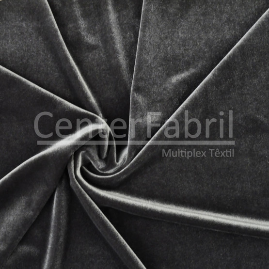 Tecido Veludo de Malha Cinza Chumbo Larg 150cm 90%Poliester 10%Elastano 240gr/m2 * Preço por Metro