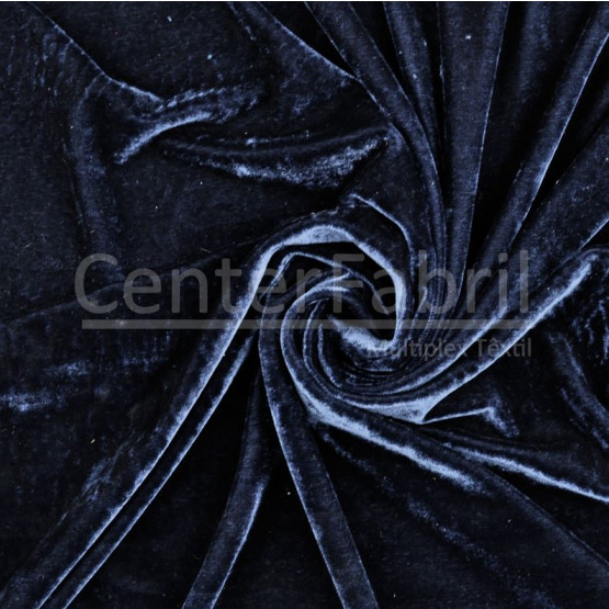Tecido Veludo Spandex Azul Marinho Nuances Amassados para maior Brilho velvet Larg1,45mt - 83%Poliester/17%Elastano.Conserv1-N/2-2/3-2/5-3/6-1