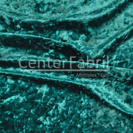 Tecido Veludo Spandex Verde Petróleo Nuances Amassados para maior Brilho velvet Larg1,45mt - 90%Poliester/10%Elastano.Conserv1-N/2-2/3-2/5-3/6-1