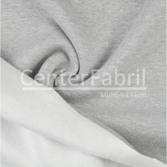 Tecido Moleton Flanelado Cinza Mescla Cl Larg 180cm 50%Algodão.50%Poliéster - Preço por Metro