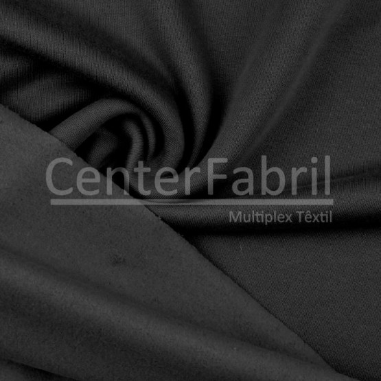 Tecido Moleton Flanelado Preto Larg 180cm 50%Algodão.50%Poliéster - Preço por Metro