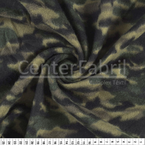 Tecido Soft Fleece Estampado Camuflado Verde Lg 1,60mt 100%Poliester - Preço por metro.promo de $27,90 por