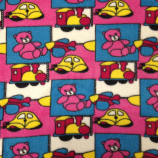 Tecido Soft Fleece Estampado Ursinho Pink Larg 1,60mt 100%Poliester - Preço por metro
