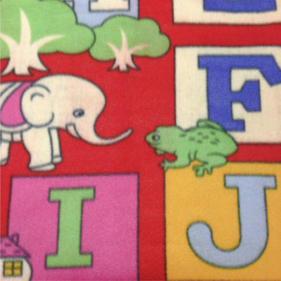 Tecido Soft Fleece Estampado Letras Fundo Vermelho Larg 1,60mt 100%Poliester - Preço por metro