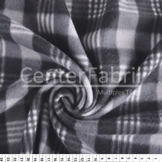 Tecido Soft Fleece Estampado Xadrez Cinza Larg 1,60mt 100%Poliester - Preço por metro.promo de $27,90 por