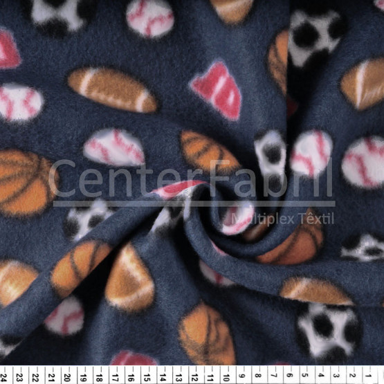 Tecido Soft Fleece Estampado Bolas Fdo Marinho Larg 1,60mt 100%Poliester - Preço por metro.Conserv1-N/2-2/3-2/5-3/6-1
