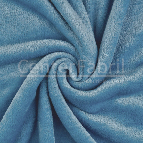 Tecido Plush Soft Aveludado Liso Azul Largura 240cm 100%Poliester 180gr/m2-Preço por metro.promo de $27,90 por